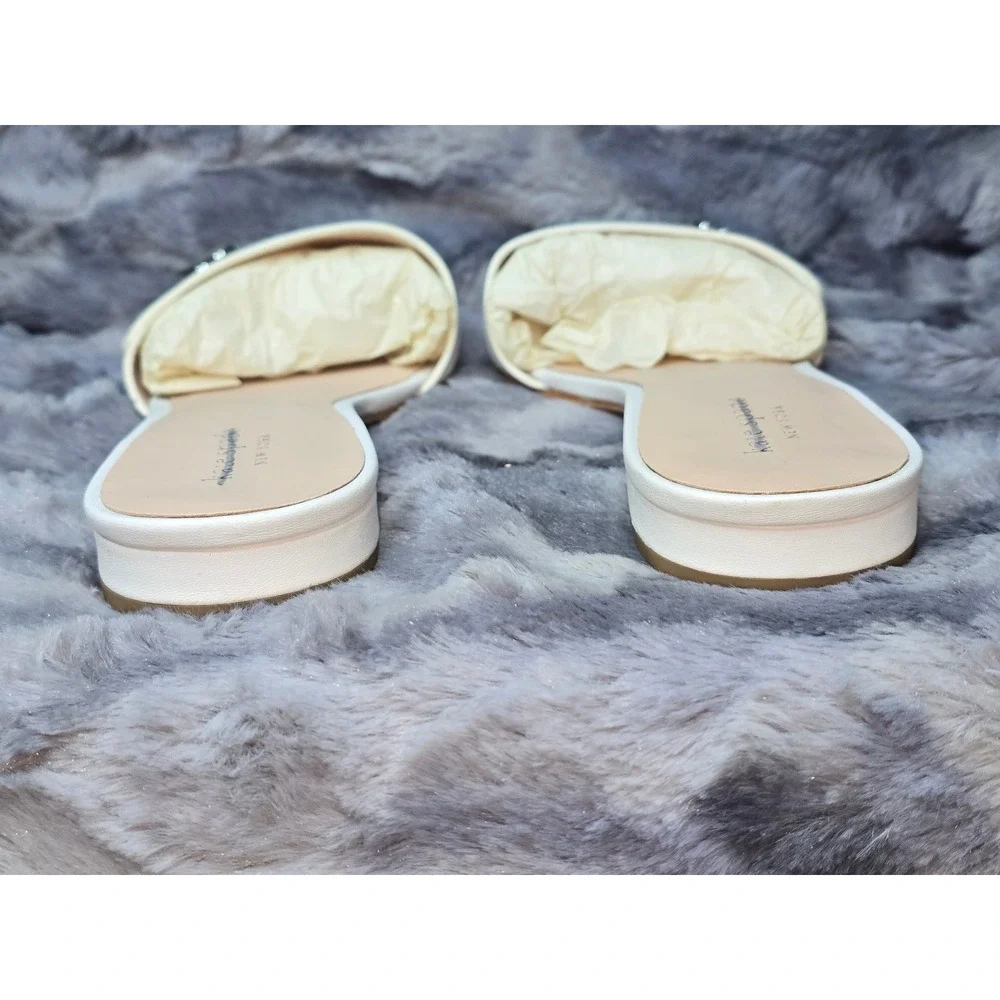 NWB Kate Spade Ferry White Leather‎ Slide Sandals Size 10